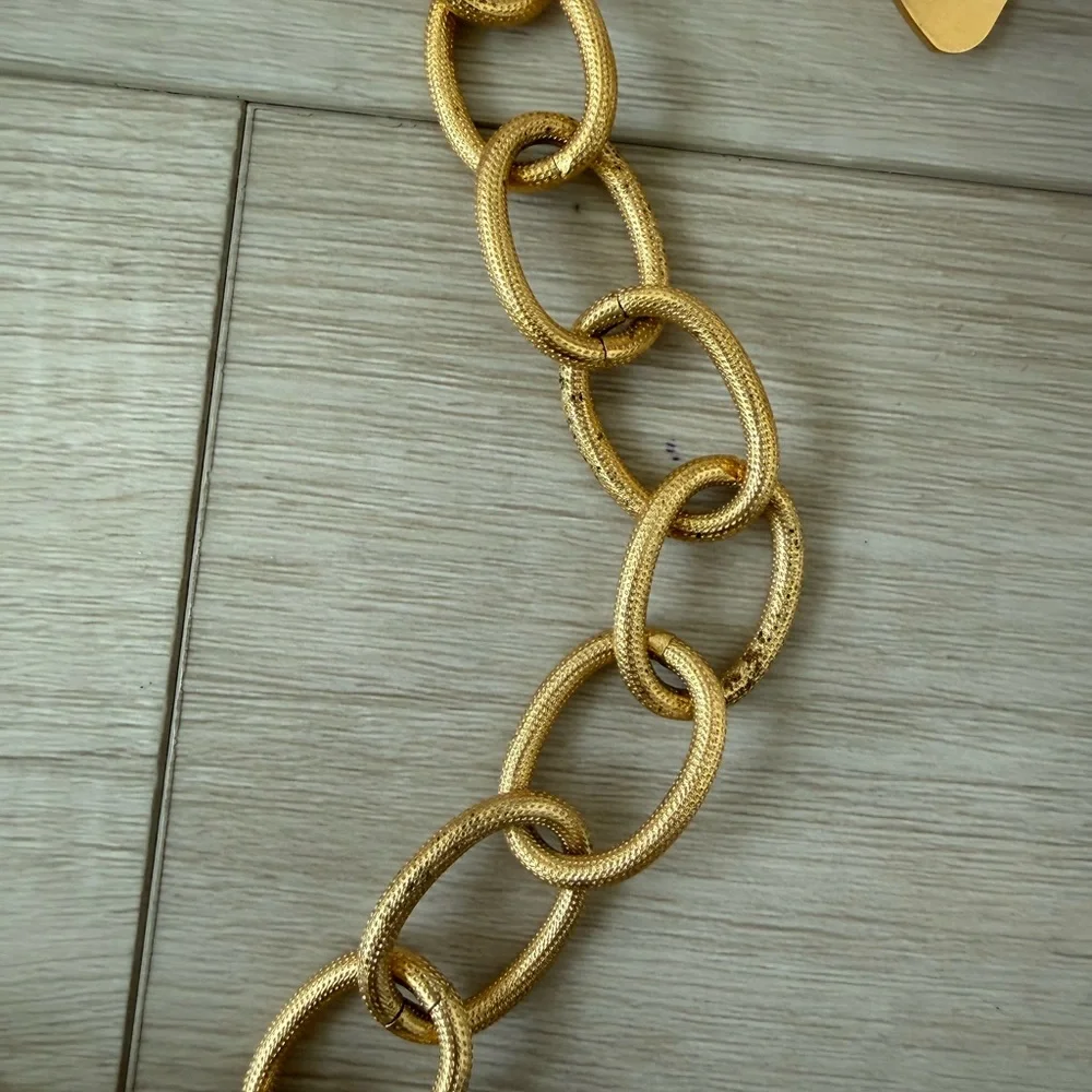 Chunky link necklace and bracelet set with blue quartz geode pendant boho - Picture 4 of 8